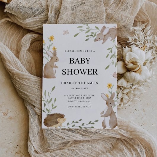 Schattigee konijnen en groen Baby shower Kaart