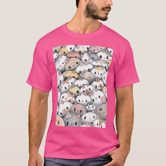 Schattigee konijnen en katten t-shirt (Voorkant)