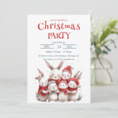 Schattigee konijnen en kerstfeest kaart (Staand voorkant)
