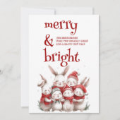 Schattigee konijnen en winter vrolijk en helder feestdagenkaart (Voorkant)