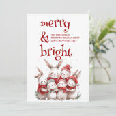 Schattigee konijnen en winter vrolijk en helder feestdagenkaart (Staand voorkant)