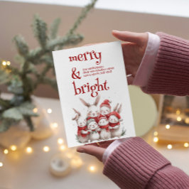 Schattigee konijnen en winter vrolijk en helder feestdagenkaart