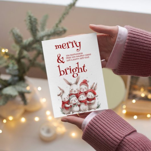 Schattigee konijnen en winter vrolijk en helder feestdagenkaart