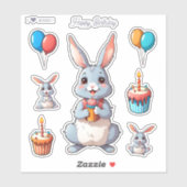 Schattigee konijnen Happy Birthday Stickers (Vel)