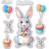 Schattigee konijnen Happy Birthday Stickers (Voorkant)