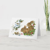 Schattigee konijnen in de sneeuw met kerst feestdagen kaart (Voorkant)