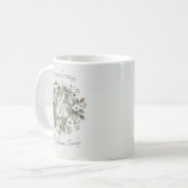 Schattigee konijnen in een bloemige winterkrans koffiemok (Voorkant links)