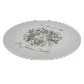 Schattigee konijnen in een bloemige winterkrans snijplank (Hoek)