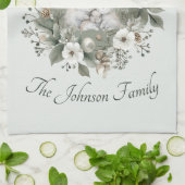 Schattigee konijnen in een bloemige winterkrans theedoek (Gevouwen)