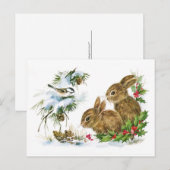 Schattigee  konijnen kerstscène feestdagenkaart (Voorkant / Achterkant)