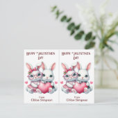 Schattigee konijnen Kind Valentijn klaslokaal Kaar Briefkaart (Staand voorkant)