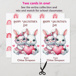 Schattigee konijnen Kind Valentijn klaslokaal Kaar Briefkaart