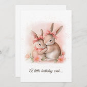 Schattigee konijnen knuffelen kaart (Voorkant / Achterkant)