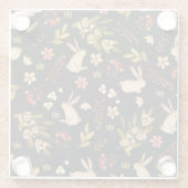 Schattigee konijnen: Waterverf handgetekend patroo Glazen Onderzetter (Achterkant)