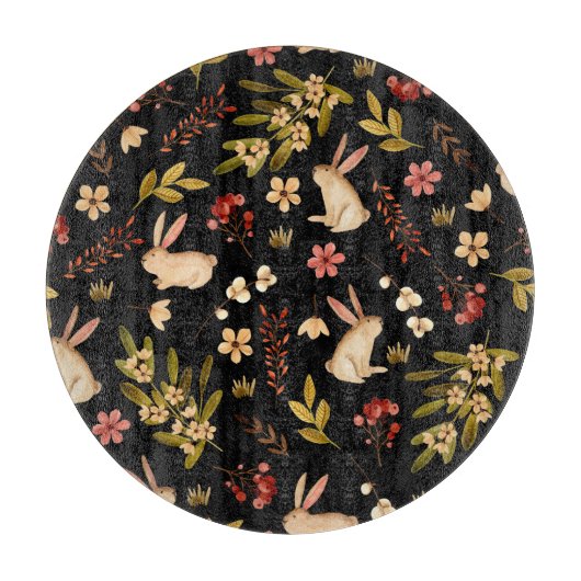 Schattigee konijnen: Waterverf handgetekend patroo Snijplank (Voorkant)