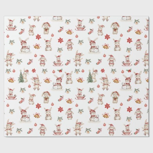 Schattigee konijnen Winter Wonderland Decoupage Cadeaupapier (Vlak)