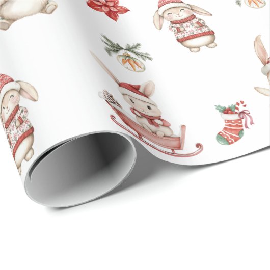 Schattigee konijnen Winter Wonderland Decoupage Cadeaupapier (Rol Hoek)