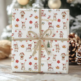 Schattigee konijnen Winter Wonderland gepersonalis Cadeaupapier