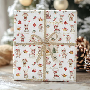 Schattigee konijnen Winter Wonderland gepersonalis Cadeaupapier