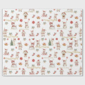 Schattigee konijnen Winter Wonderland gepersonalis Cadeaupapier (Vlak)