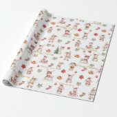 Schattigee konijnen Winter Wonderland gepersonalis Cadeaupapier (Uitgerold)