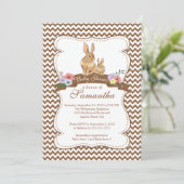 Schattigee konijnenbaby doucheuitnodigingen kaart (Staand voorkant)