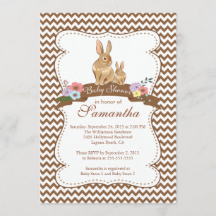 Schattigee konijnenbaby doucheuitnodigingen kaart