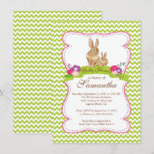 Schattigee konijnenbaby doucheuitnodigingen kaart (Voorkant / Achterkant)