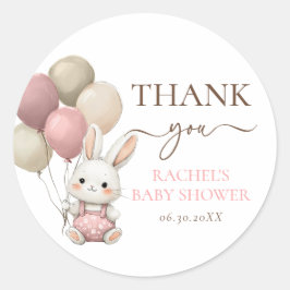 Schattigee konijnenballonnen | Pink Girl Baby show Ronde Sticker