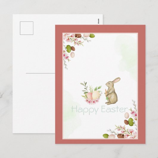 Schattigee konijnenbloemen paaseieren feestdagenkaart (Voorkant / Achterkant)