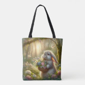 Schattigee konijnenbloemen paasmand tote bag (Achterkant)
