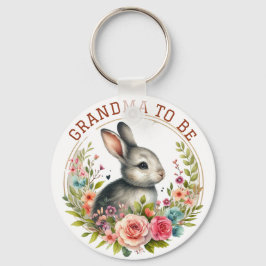 Schattigee konijnenbloesem oma om aankondiging te  sleutelhanger