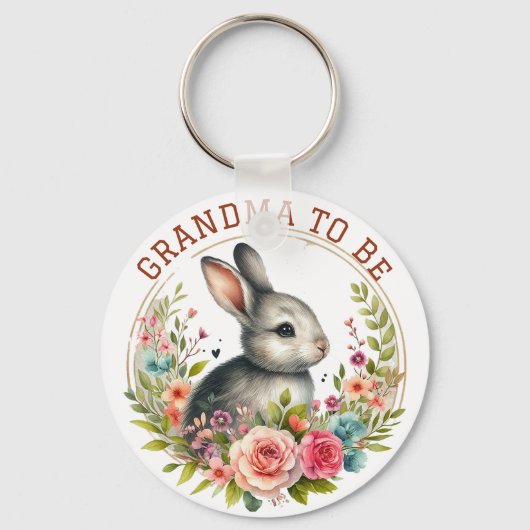 Schattigee konijnenbloesem oma om aankondiging te  sleutelhanger (Voorkant)