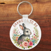 Schattigee konijnenbloesem oma om aankondiging te  sleutelhanger (Voorkant)