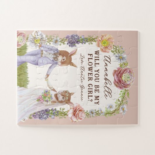 Schattigee konijnenbruiloft, jij wordt mijn Bloeme Legpuzzel (Horizontaal)