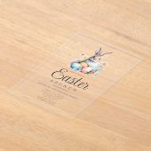 Schattigee konijneneierjacht en paasbrunch acryl uitnodigingen (Laagn)