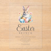 Schattigee konijneneierjacht en paasbrunch acryl uitnodigingen (Voorkant)