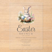 Schattigee konijneneierjacht en paasbrunch acryl uitnodigingen (Voorkant)
