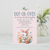 Schattigee konijneneierjacht en paasbrunchuitnodig kaart (Staand voorkant)