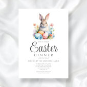 Schattigee konijneneierjacht en paasdiner kaart