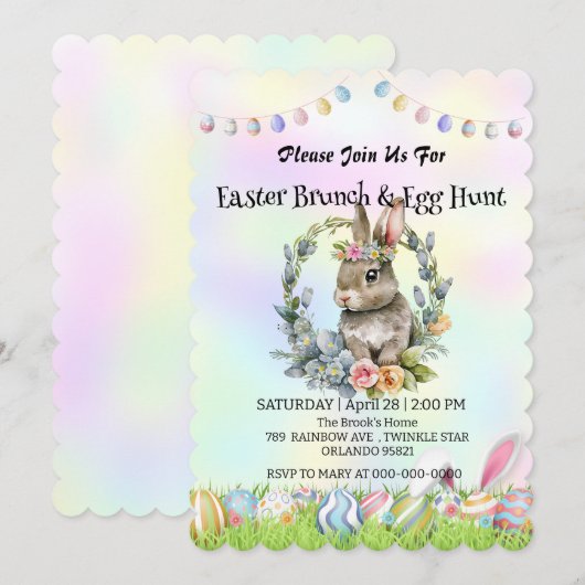 Schattigee konijnenhaas jacht ei Happy Paasdag Par Kaart (Voorkant / Achterkant)