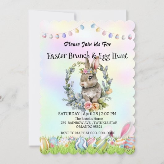 Schattigee konijnenhaas jacht ei Happy Paasdag Par Kaart (Voorkant)