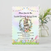 Schattigee konijnenhaas jacht ei Happy Paasdag Par Kaart (Staand voorkant)