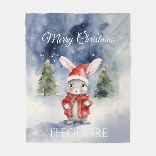 Schattigee konijnenkerst fleece deken (Voorkant)