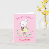 Schattigee konijnenkleindochter gepersonaliseerde  kaart (Gele Bloem)