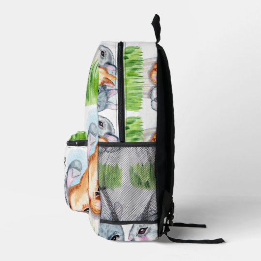 Schattigee konijnenkoppen lente groen gras geperso bedrukte rugzak (Rechts)