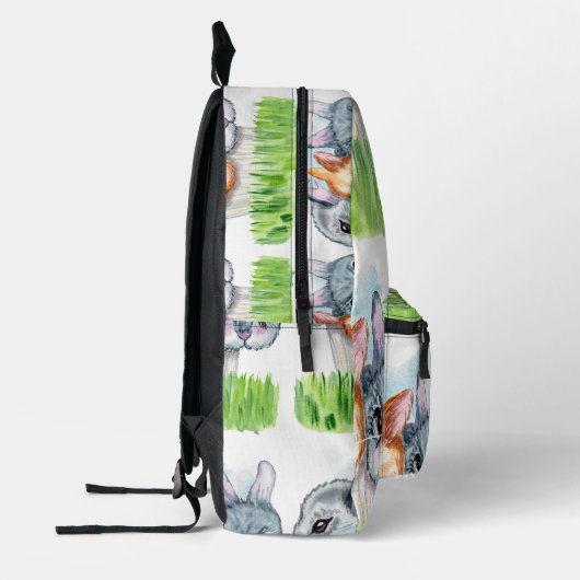 Schattigee konijnenkoppen lente groen gras geperso bedrukte rugzak (Links)