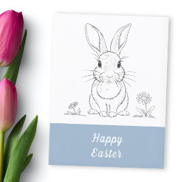 Schattigee konijnenlijnkunst - Happy Easter Briefkaart