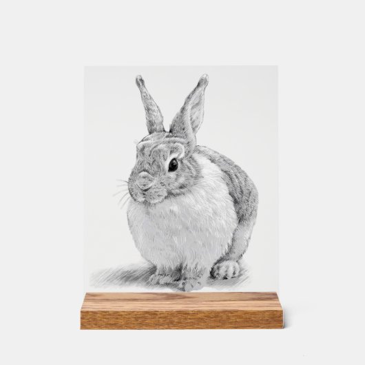 Schattigee konijnenpotloodtekening acryl bord (Voorkant)