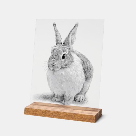 Schattigee konijnenpotloodtekening acryl bord (Hoek)